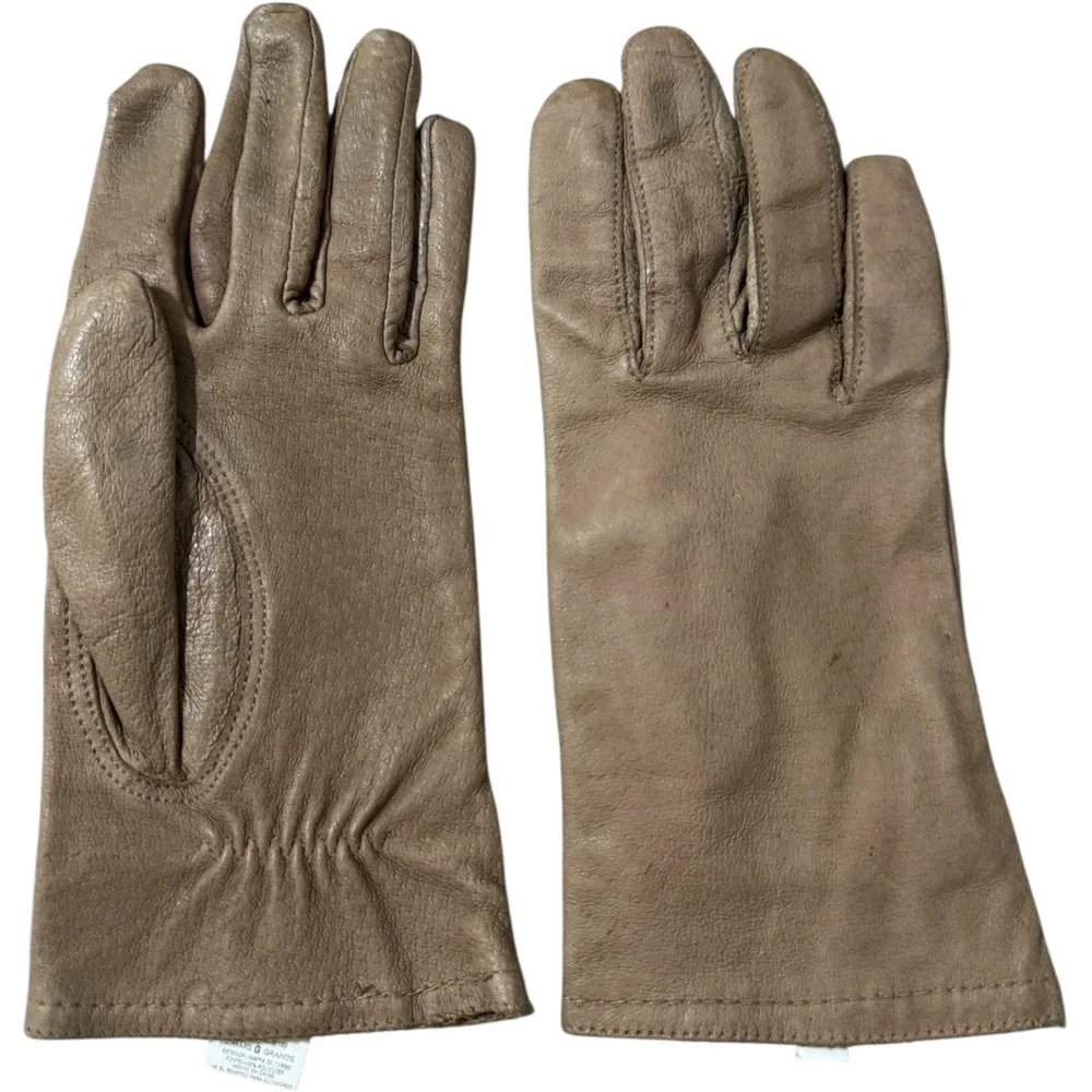 Womens Leather Gloves Large‎ Damas G Grande Tan Beige Lined Dressy